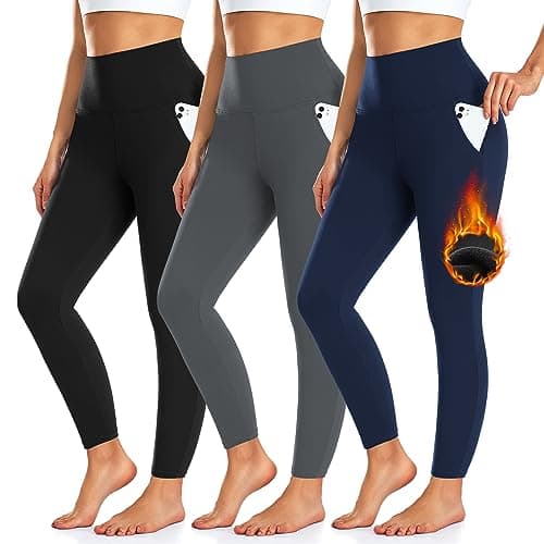3-Pack Thermal High-Waisted Workout Winter Leggings with Deep Side Pockets