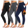 3-Pack Thermal High-Waisted Workout Winter Leggings with Deep Side Pockets