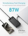 Anker Power Bank 20,000mAh 87W Max Output with Built-In Heavy-Duty USB-C Cable