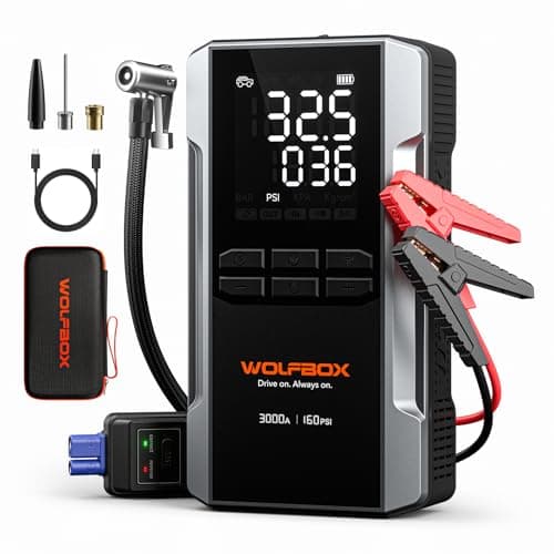 WOLFBOX 3000A Portable Car Jump Starter with 160 PSI Digital Air Compressor