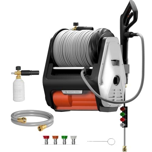 Giraffe Tools Grandfalls Pro Retractable Wall Mounted Pressure Washer, 3700 PSI