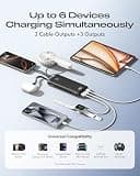 Orfeika 20,000mAh 20W PD Power Bank with 4 Built-In Cables and 6 Outputs