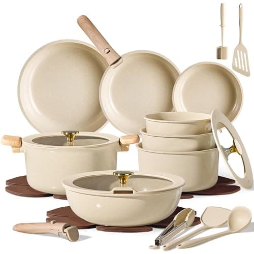 CAROTE 25-Piece Ceramic Nonstick Cookware Set with Removable Handles