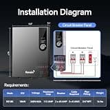 Ranein 18kW 240V Whole-Home Electric Tankless Water Heater with LED Display