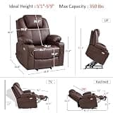 MCombo 7040 Electric Power Lift Recliner Chair with 8-Point Massage and Heat