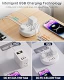 Multi-Country Extension Cord Travel Adapter with 3 AC Outlets and 4 USB Ports