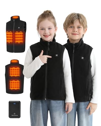 Hecusma Kids 5-Zone Heated Vest Layering Coat with 7.4V 12000mAh Battery