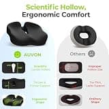 AUVON Ergonomic Thick Memory Foam Donut Seat Cushion for Tailbone Pain