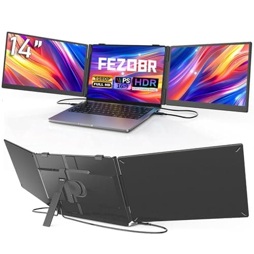 FEZOBR 14-Inch Ultra-Slim Triple Portable Monitor Extender with 1080P IPS Display
