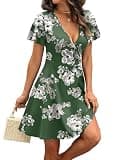 Rumia Casual Wrap V-Neck Flutter Ruffle Short Sleeve A-Line Mini Sundress