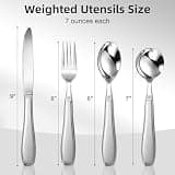 7oz Heavy Stainless Steel 4-Piece Weighted Utensil Set with Travel Bag