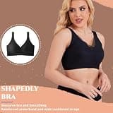 Linliasor Women's Comfortable T-Shirt Minimizer Sports Bra, Black, 34C