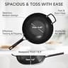 SUMEIGUAN 13.5-Inch Pre-Seasoned Carbon Steel Wok Set with a Wooden Lid