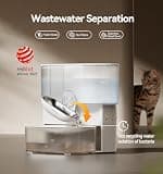 FEELNEEDY Filterless Wireless Cat Water Fountain with Wastewater Separation 3.5L