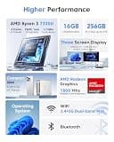 KAMRUI Pinova P2 Compact Office Mini PC, AMD Ryzen 3 7330U, 16GB RAM, 256GB SSD