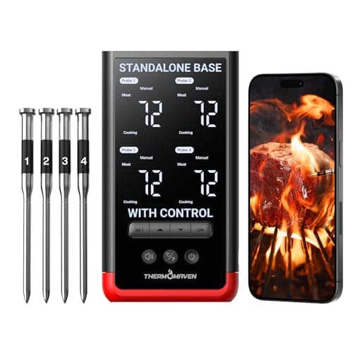 TempPro TP829 1000ft RF Wireless Digital Meat Thermometer with 4 Color-Coded Probes