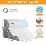 Ruqmuis Adjustable 3-Piece Orthopedic Memory Foam Wedge Pillow Set for Recovery