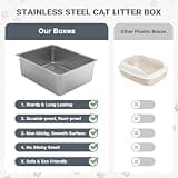 Kirecoo Extra Large High-Sided Stainless Steel Cat Litter Pan (23.4 x 15.5 In)