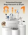 oneisall 3-in-1 Pet Vacuum and High-Velocity Blower Station for Home Bathing
