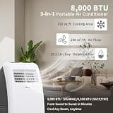 Shinco 8000 BTU Portable Air Conditioner 3-in-1 Unit with Compact Space Design