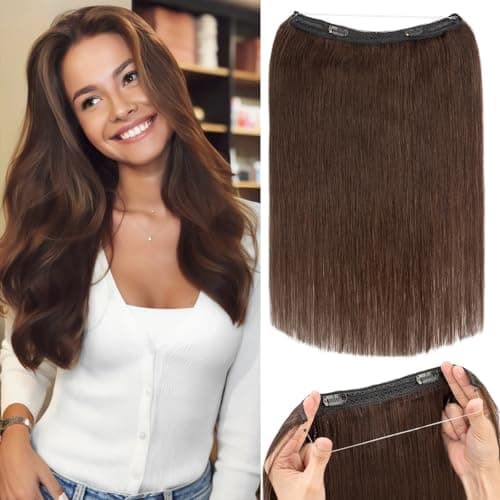 Rich Choices 16-Inch Remy Human Hair Halo Extensions with Secure Clips