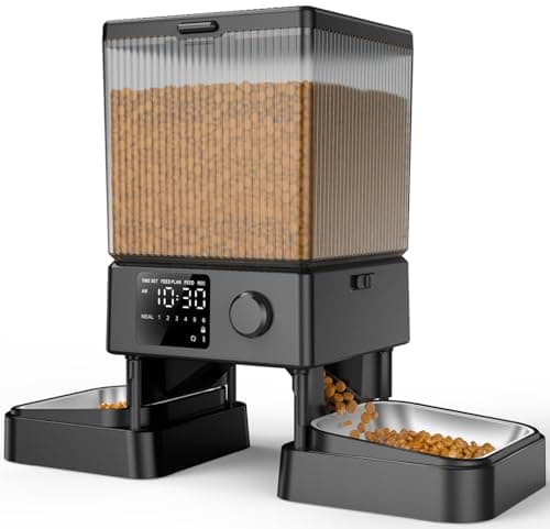 oneisall 5L Dual-Bowl Automatic Cat Food Dispenser for Multi-Pet Homes