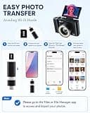 W & O Y2K Aesthetic Compact Digital Camera with 180-Degree Flip Screen and SD Card