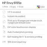 HP Envy 6155e Wireless All-in-One Color Inkjet Printer with Touchscreen & Wi-Fi