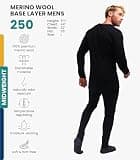Merino.tech 100% Superfine Merino Wool Thermal Base Layer Set with Socks