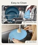 Quatish 24-Piece Unbreakable Plastic Plates and Bowls Dish Set for 6, Blue