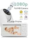 Momcozy 5-Inch 1080p HD Split Screen Video Baby Monitor with Two Cameras