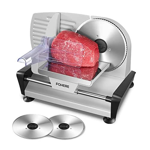 FOHERE 200W Electric Meat Slicer Machine for Home, 7.5-Inch Dual Blades