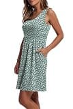 WIHOLL Sleeveless Casual A-Line Sundress with Integrated Pockets and Scoop Neck