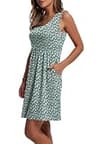 WIHOLL Sleeveless Short Dress with Pockets and High-Waisted A-Line Cut