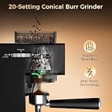 CHULUX Nero Espresso Machine with Built-in Conical Burr Grinder & Dual Screen