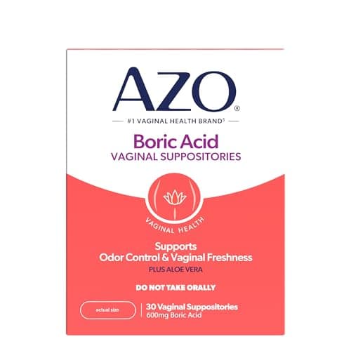 AZO Boric Acid Vaginal Suppositories for Women, Clinically Studied 600mg, 30 Count