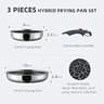 Ciwete 3-Piece Tri-Ply Stainless Steel Hybrid Honeycomb Nonstick Pan Set