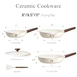Carote 5-Piece Nonstick Ceramic Frying Pan Set with Colander Lid and Spatula