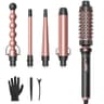 Wavytalk 5-in-1 Ceramic Curling Wand and Thermal Brush Set with Travel Accessories