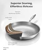 VocVoi 12-Inch Pure Titanium Uncoated Frying Pan, High Heat Searing Skillet