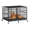 Snuowu 48-Inch Heavy Duty Folding Metal Dog Crate with Smart Locking Wheels