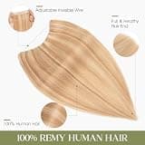Charites 12-Inch Golden Brown Real Human Hair Halo Extension Fish Line