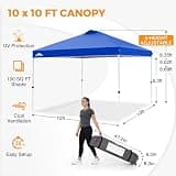 EAGLE PEAK Pop-Up Canopy Tent with Easy Setup, Vented Roof, and Wheeled Carry Bag (10x10)