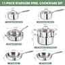 Heavy-Duty 3-Ply Clad Stainless Steel 11-Piece Professional Cookware Set
