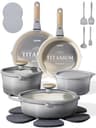 CAROTE 20-Piece Detachable Handle Titanium-Infused Nonstick Cookware Set for RVs