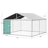 YITAHOME 10x10 Heavy-Duty Galvanized Outdoor Dog Enclosure Kennel with Waterproof Roof