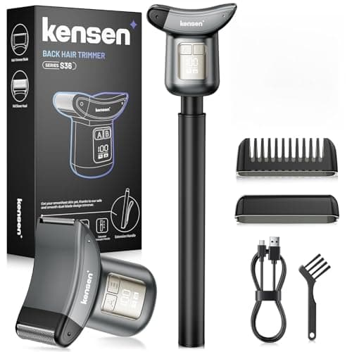 kensen Men's Back Hair Trimmer with 2-in-1 Dual-Blade System and Telescopic Rod