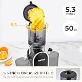SUSTEAS 300W Cold Press Masticating Juicer with 5.3-Inch Extra-Large Chute
