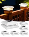 T-SUN 8-LED Reflective Solar Post Cap Lights for Wood and Vinyl Fences, 6-Pack