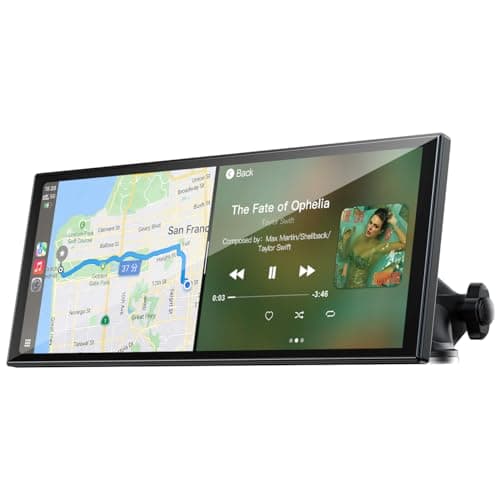 LAMTTO 9.26-Inch Wireless CarPlay System with Tool-Free Setup and Waterproof Rear Camera